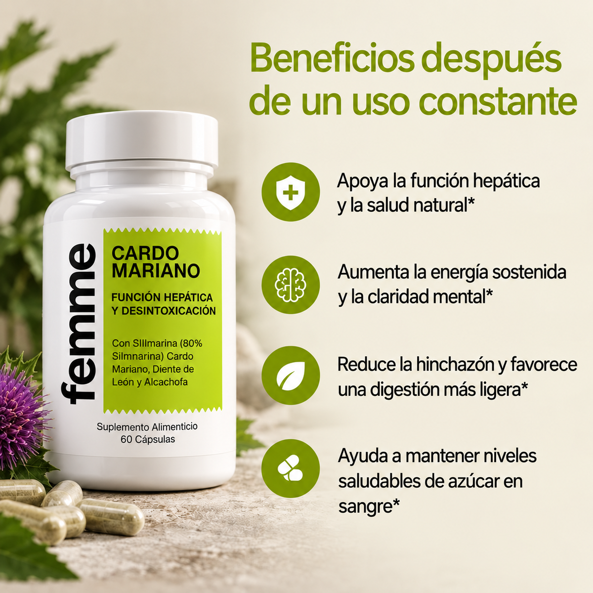 Femme - Apoyo Hepático y Detox con Cardo Mariano