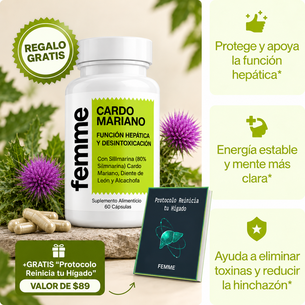 Femme - Apoyo Hepático y Detox con Cardo Mariano
